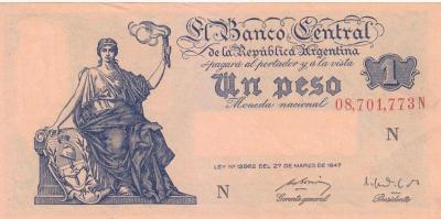 Аргентина. 1 песо 1947 UNC (150) 1.jpg