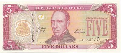 Либерия 5 долларов 2011 г UNC (70) 1.jpg