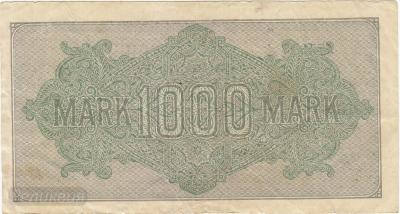 ГЕРМАНИЯ. 1000 марок 1922. Вод. знак - кружки с крестом. (100) 2.jpg