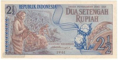 ИНДОНЕЗИЯ. 2,5 рупии 1961. аUNC. (60) 1.jpg